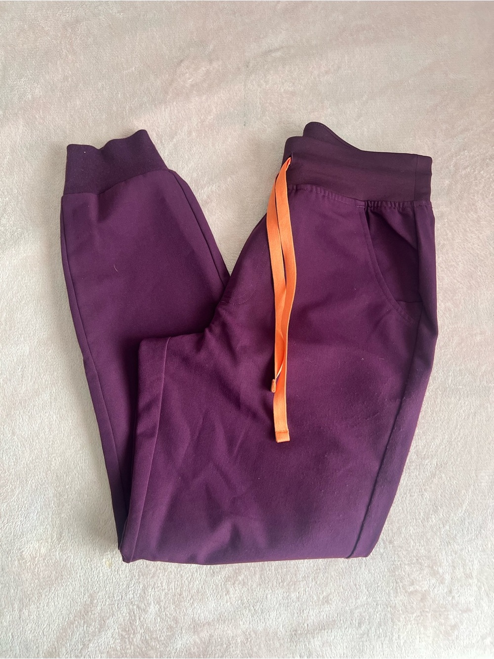 Figs Kids Purple Joggers with Orange Drawstring
